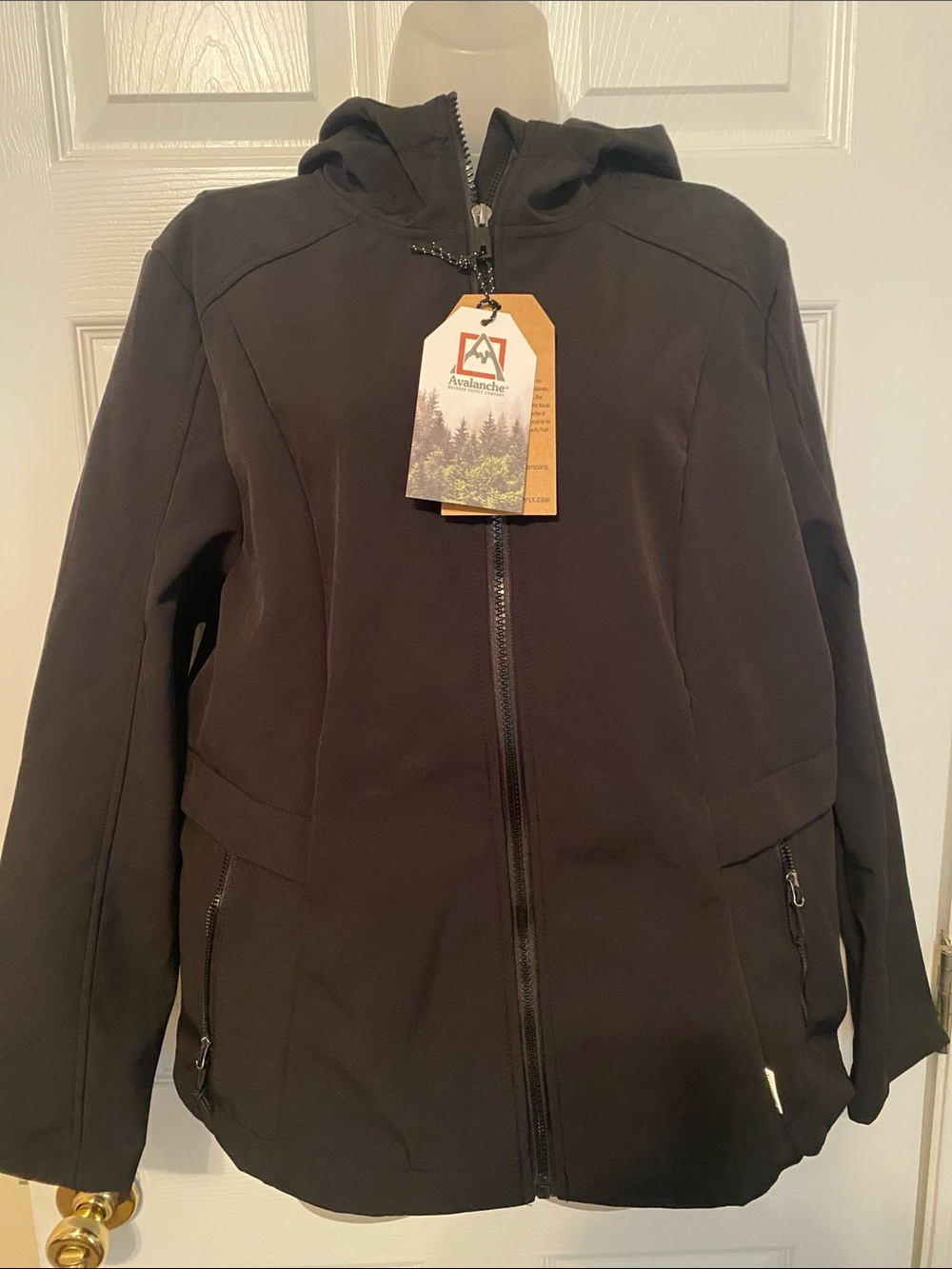 Avalanche Black Hooded Utility Softshell Jacket. Fleece lined